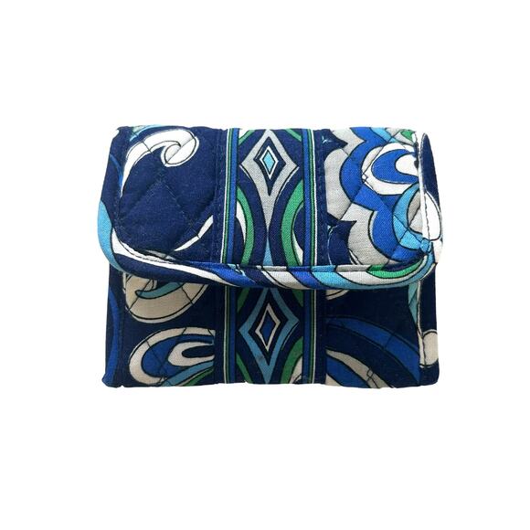 NWT Vera Bradley Mosaic Mediterranean Blue Mixed Print Cloth Pocket Wallet - Picture 1 of 6